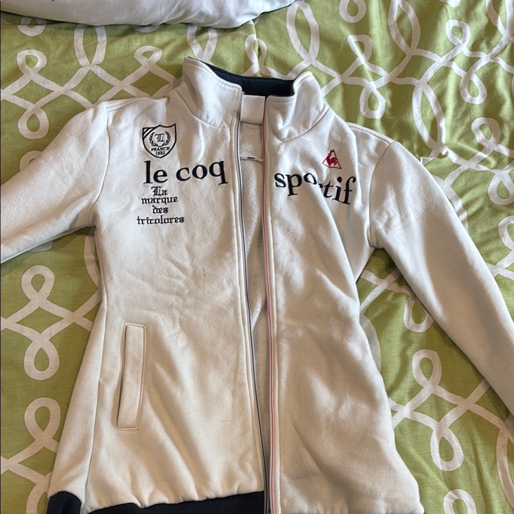 Le Coq Sportif White Sporty Full Zip women’s sweatshirt
